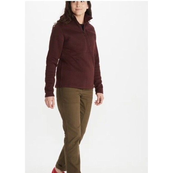 Marmot Drop Line 1/2 Zip Fleece Pullover Maroon Burgundy Jacket Women Sz Medium - Picture 3 of 7